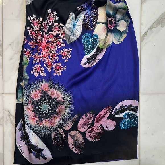 Roberto Cavalli One-Shoulder Dress in Blue and Black - Picture 4 of 7